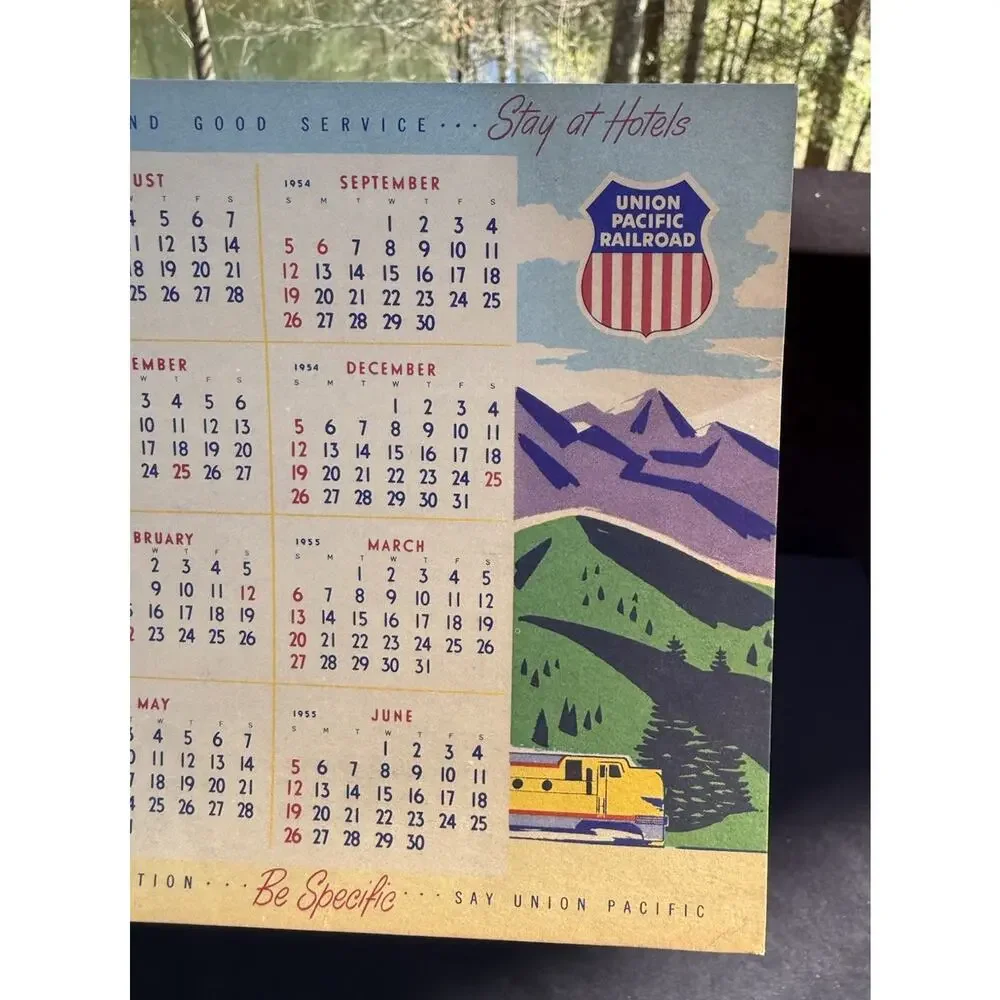 1955-56 Union Pacific Railroad UPRR Desk Calendar Be Specific Say Union Pacific